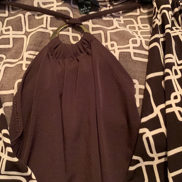 BCX tan and brown halter style top - Picture 3 of 7